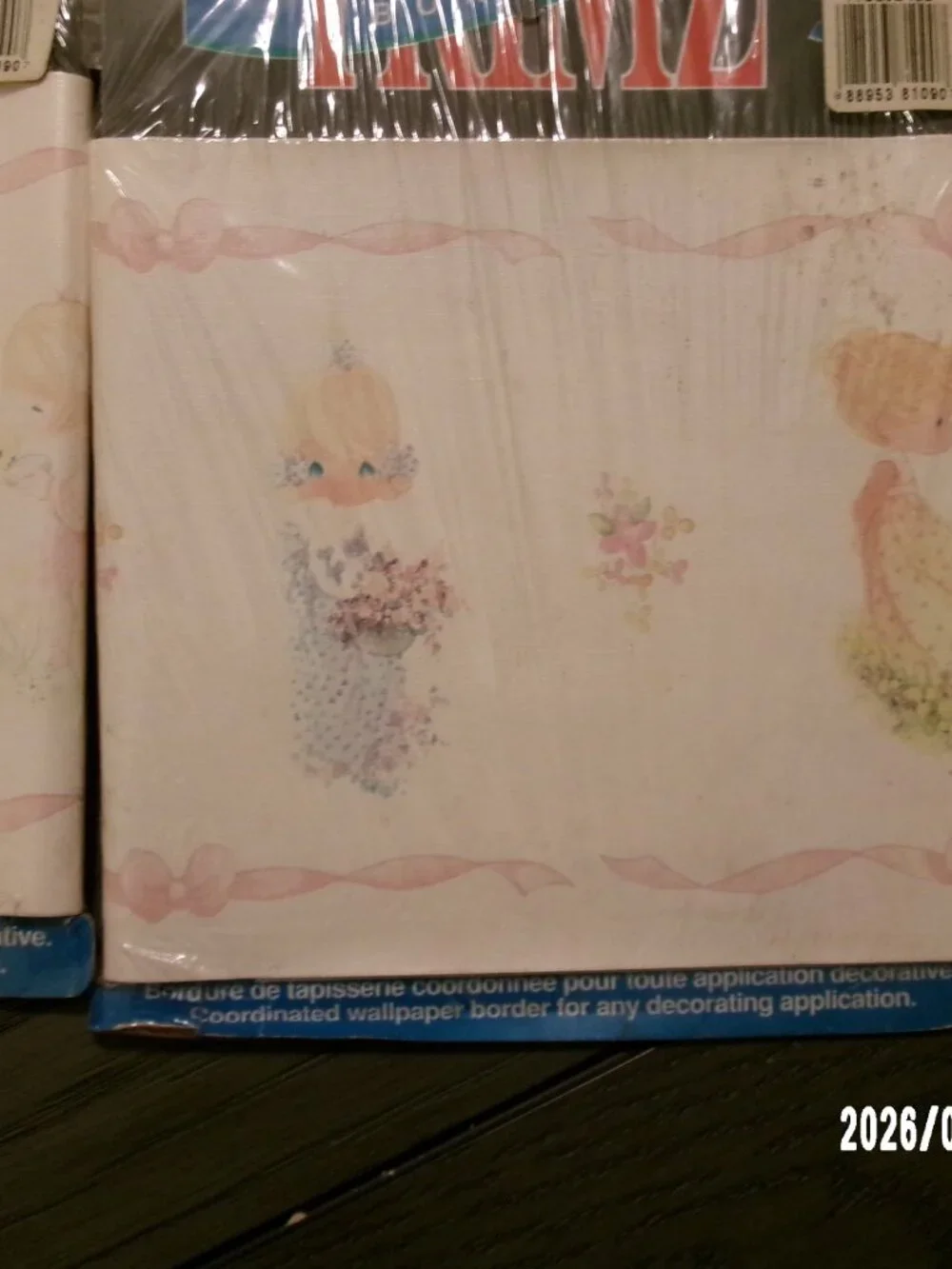 2 NOS 1987 Roll of PRECIOUS MOMENTS WALLPAPER BORDER 5 Yards Prepasted